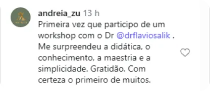Depoimento de Andreia, aluna de edição anterior do workshop