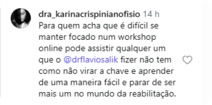 Depoimento de Karina, aluna de edição anterior do workshop